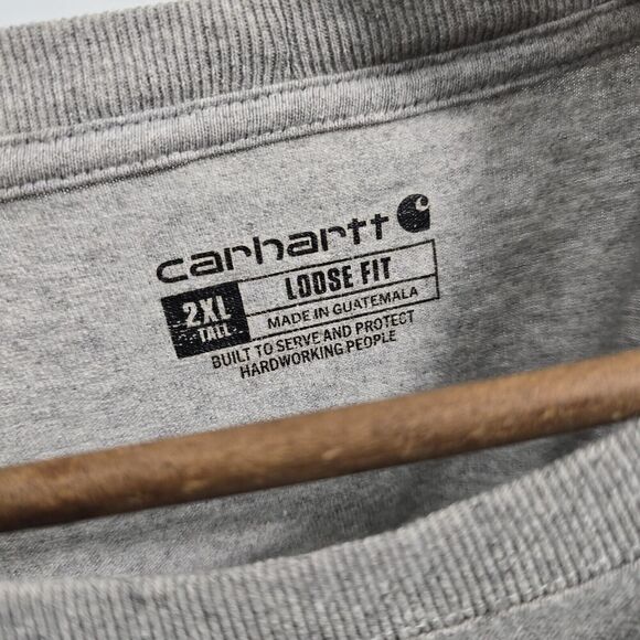 Carhartt T Shirt Mens 2XL Tall Grey Pocket Loose Fit Tee Short Sleeve - Picture 3 of 10